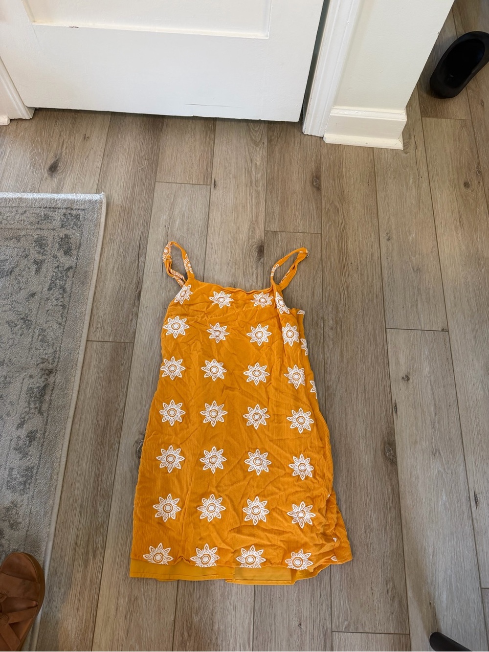Sadie & Sage Yellow-Orange Sunflower Embroidered Mini Dress